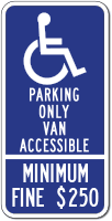 handicap van accessible sign